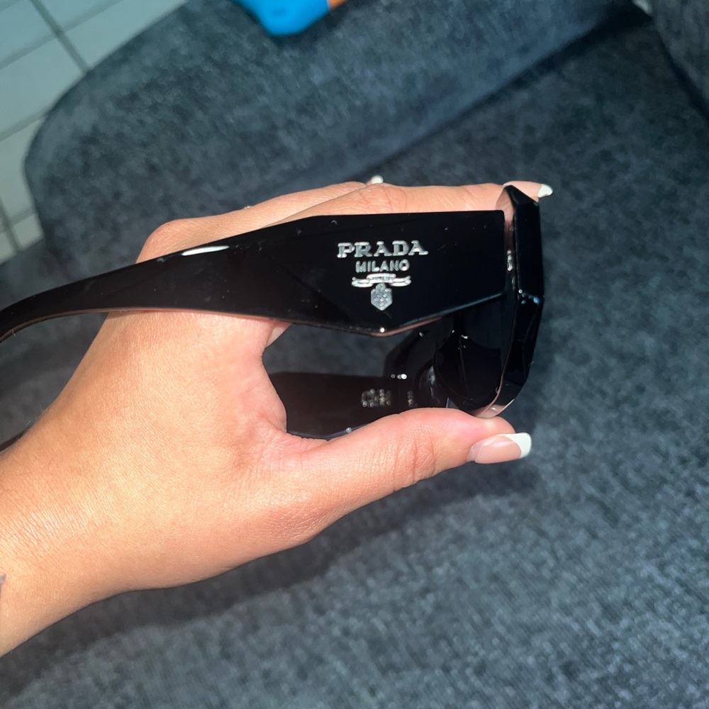 Prada Black Rectangular Sunglasses with Dark Lenses - Picture 4 of 5